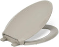 KOHLER 4636-RL-G9 Cachet ReadyLatch Elongated Toilet Seat Slow Close, Soft Close Toilet Seat Quiet Lid, Contoured Grip-Tight Bumpers Installation Hardware, Apartment Essentials, Sandbar
