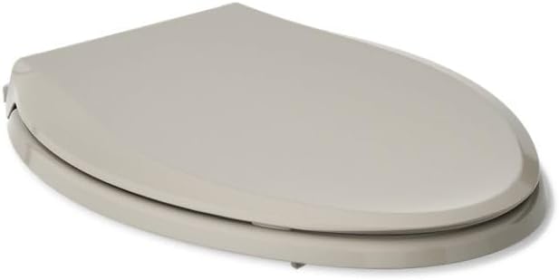 KOHLER 4636-RL-G9 Cachet ReadyLatch Elongated Toilet Seat Slow Close, Soft Close Toilet Seat Quiet Lid, Contoured Grip-Tight Bumpers Installation Hardware, Apartment Essentials, Sandbar