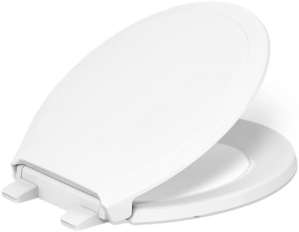 KOHLER 78052-RL-0 Rutledge ReadyLatch Quiet Close Rount Toilet Seat, Slow Close Lid and Seat, Grip-Tight Bumpers and Installation Hardware, White