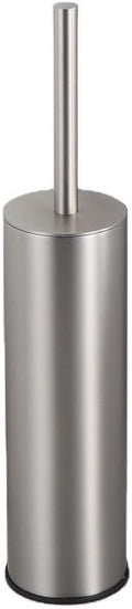 Toilet Brush and Holder Set Brushed Nickel Stainless Steel, 304 Heavy Duty Round Toilet Brush Set – Rust Resistant, Long Handle, Replacement Heads, Floor Standing Bathroom Toilet Cleaning