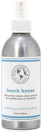 ECO CANDLE CO. Room & Linen Spray, Beach House, 8 oz. - Scents Of Melons & Ocean Air - Recycled Aluminum Bottle, No Propellents, Pump Top, All Natural Ingredients