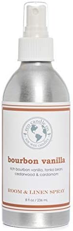 ECO CANDLE CO. Room & Linen Spray, Bourbon Vanilla, 8 oz. - Scents Of Bourbon, Vanilla, Tonka Bean, Cedarwood, & Cardamom - Recycled Aluminum Bottle, No Propellents, Pump Top, All Natural Ingredients