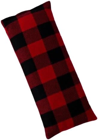 4" x 9" Microwavable Heating Pad/Ice Pack for Pain Relief and Relaxation - Natural Flax Seed Filling - Unscented and Herbal Scented Options (Black and Red Plaid, Peppermint)