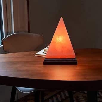 HL Himalayan Pink Salt Lamp – Pyramid Shape with Dimmer Switch & 2 Bulbs (15W) – Handcrafted Natural Crystal Rock Lamp for Home & Office Décor