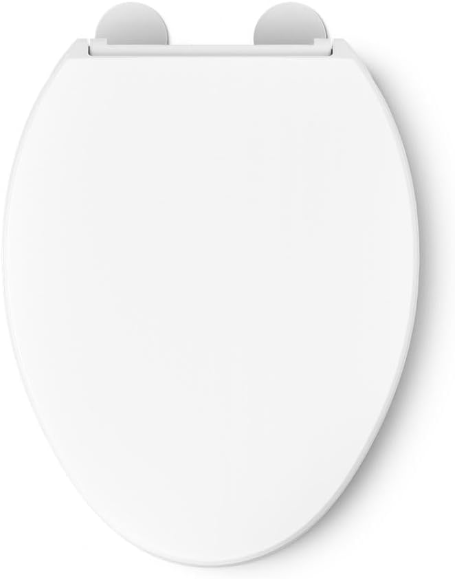KOHLER 25875-0 Hyten 3" Height, Elevated Soft Close Elongated Toilet Seat, Contoured Seat with Grip-Tight Bumpers, Quick-Attach Hardware, No Slam Toilet Seat, White