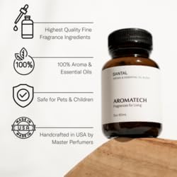 AromaTech Santal Escape Aroma Essential Oil Blend: Luxury Hotel Inspired Aromatherapy with Ocean Air, Sandalwood, Iris for Ultrasonic Diffusers & Nebulizers - 4 fl oz, 120 mL