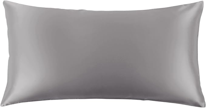 THXSILK 100% Natural Mulberry Silk Pillowcase for Hair and Skin, 22 Momme Pillowcase with Hidden Zipper, Soft Breathable Smooth Both Sided Silk Pillow Cover(California King Size 20"x40", Grey)