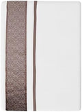 Cotton Duvet Cover Queen Size 1000 Thread Count 100% Egyptian Long Staple Quilt Full Size With Zipper 3 Piece All Season Set for Comforter For Chirstmas (Taupe Embroidered on Ivory Duvet)