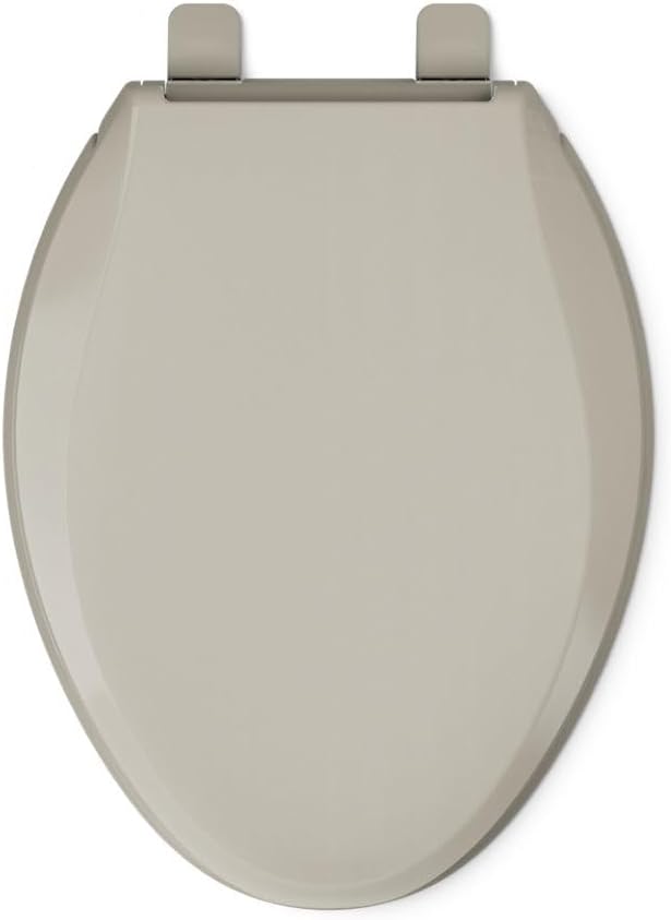 KOHLER 4636-RL-G9 Cachet ReadyLatch Elongated Toilet Seat Slow Close, Soft Close Toilet Seat Quiet Lid, Contoured Grip-Tight Bumpers Installation Hardware, Apartment Essentials, Sandbar