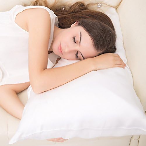 ALASKA BEAR Silk Pillowcase for Hair and Skin, Grade 6A 100% Mulberry Silk Pillow Cases Standard Size for Bliss Sleep with Random Color Scrunchy Gift Set Better Than Poly Satin, 1pc, Ivory White
