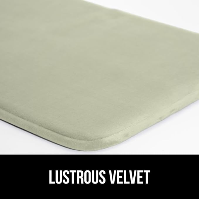 GORILLA GRIP Thick Memory Foam Toilet Rug for Bathroom, U Shaped Washable, Soft Absorbent Velvet Topside Floor Mats, Machine Wash, Cushioned Luxury Mat Rugs for Bath Room, 22.5 x 19.5, Sage
