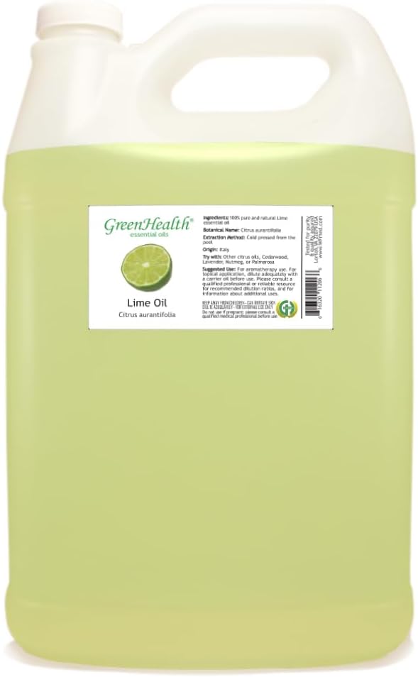 Lime Essential Oil - 128 fl oz (1 Gallon) Plastic Bottle w/Cap - 100% Pure Essential Oil by GreenHealth