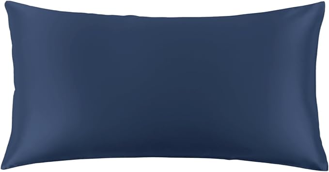 THXSILK Set of 2 100% Mulberry Silk Pillowcase for Hair and Skin, Grade 6A+ Mulberry Silk Pillow Cases 22 Momme, Hypoallergenic Pillow Case Cover with Zipper (California King 20"x40", Navy Blue)