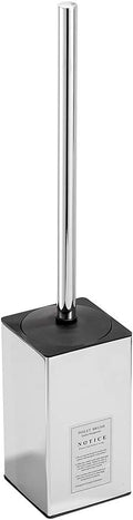 Freestanding Toilet Brush Holder for bathrooms 304 Stainless Steel Toilet Brush Stand Square Storage and Organization Rust Resistant 17-inch high Polished Chrome Finished