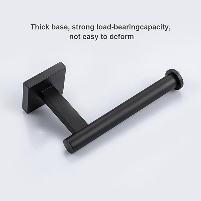 Modern Matte Black 304 Stainless Steel Toilet Paper Holder Wall Mounted Permanent Bathroom Tissue Roll Holder Toilet Paper Roll Holder Luxe Finish Toilet Roll Holder Sleek Stylish toilet tissue holder