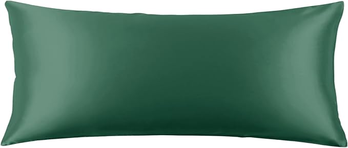 THXSILK 22 Momme Mulberry Silk Body Pillowcase for Hair and Skin Heath, Best Gift Choice, Grade 6A+ Silk Both Sides, Mulberry Silk Pillow Cover with Zipper, 1pc(Body Size 20"x54", Emerald Green)