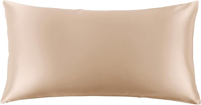 THXSILK 100% Mulberry Silk Pillowcase for Hair and Skin, 22 Momme Grade 6A+ Mulberry Silk Pillow Case, Natural Silk Pillow Case Cover with Zipper, 1pc(California King Size 20"x40", Beige)