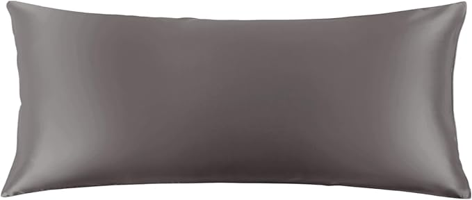 THXSILK Set of 2 Silk Pillowcase for Hair and Skin, 100% Mulberry Silk Bed Pillowcase 22 Momme, Hypoallergenic Soft Breathable Silk Pillow Case with Hidden Zipper, Body Size 20"x54", Dark Gray