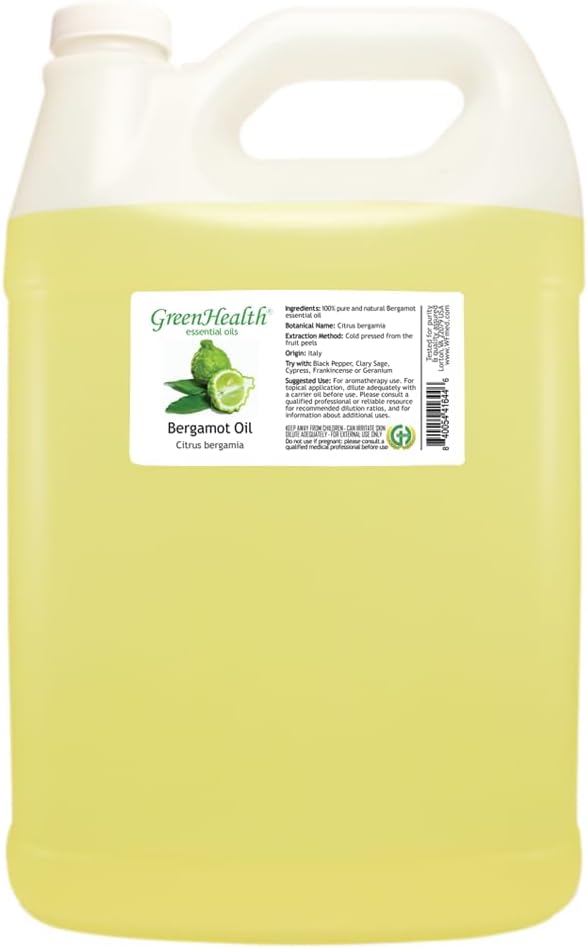 Bergamot Essential Oil - 1 Gallon - Plastic Jug - 100% Pure & Uncut - GreenHealth