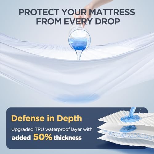Premium Waterproof Twin Mattress Protector Made from Silver-Infused Bamboo Rayon for Better Health, Odor-Free Hypoallergenic Twin Mattress Cover, Quiet Bed Cover with 6"-21" Deep Pocket