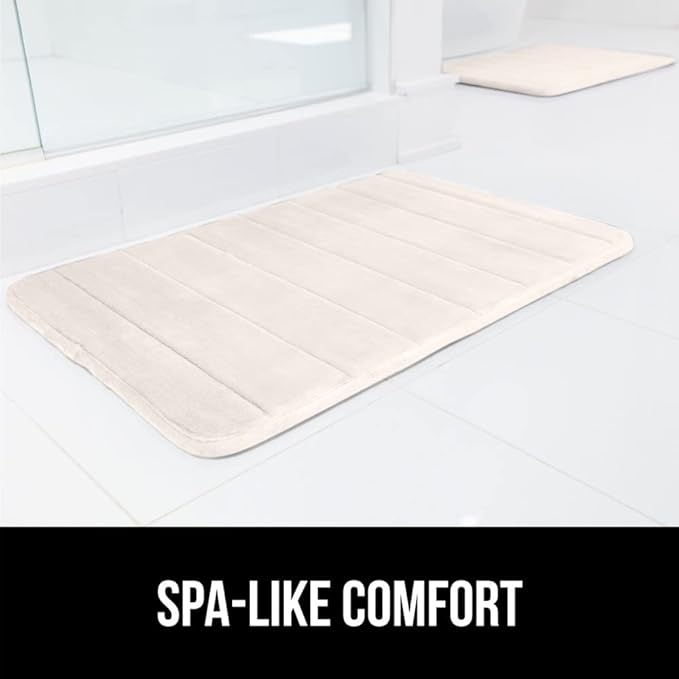 GORILLA GRIP Memory Foam Bath Mat, Soft Absorbent US Designed Bathroom Rug, Gripping Dots Machine Washable Bathmat, Cushioned Floor Mats, Shower Sink Rugs Room Décor Accessories, 30x20 Cream