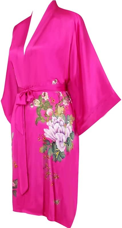 women's 100% silk kimono, short bathrobe pajamas, kimono pajamas