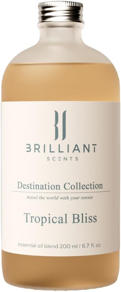 Brilliant Scents Tropical Bliss Fragrance Oil 200ml - Premium Diffuser Oil for Home, Office, Hotels - Long Lasting, Plant-Based, Meets IFRA Standards, USA-Made - Florals, Vanilla, Coconut Scent