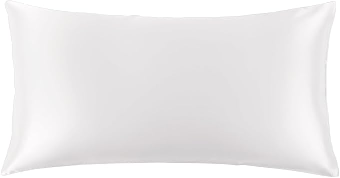 THXSILK 100% Mulberry Silk Pillowcase for Hair and Skin, Both Sides Grade 6A+ 22 Momme Mulberry Silk Pillow Case with Hidden Zipper, Soft Smooth White Pillowcase(1pc, California King Size 20"x40")