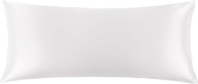 THXSILK Set of 2 Silk Pillowcase for Hair and Skin, 100% Mulberry Silk Bed Pillowcase 22 Momme, Hypoallergenic Soft Breathable Silk Pillow Case with Hidden Zipper, Body Size 20"x54", White