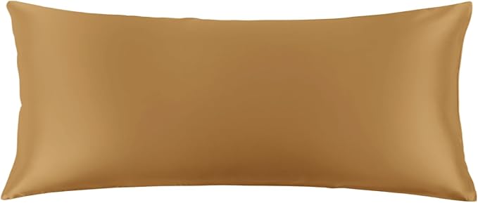 THXSILK 100% Pure Mulberry Silk Pillowcase for Hair and Skin, 22 Momme Grade 6A+ Silk Zipper Body Pillow Case, Real Silk Pillowcase with Zipper(Metallic Gold, Body 20"x54")