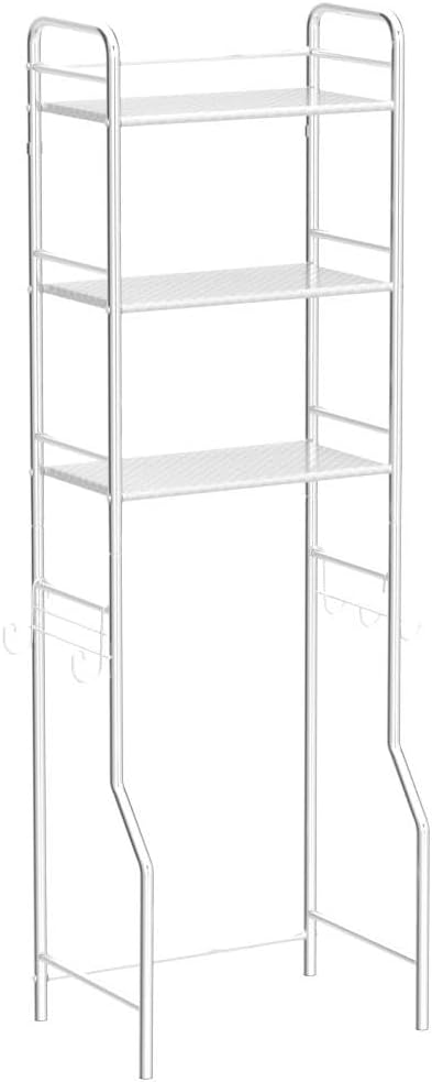 susunnus Over The Toilet Storage 3 Tier S,Bathroom Shelves Over Toilet,Freestanding Space Saver with Toilet Paper Holder,Stainless Steel,Pragmatic, Sturdy,Waterproof,Silver