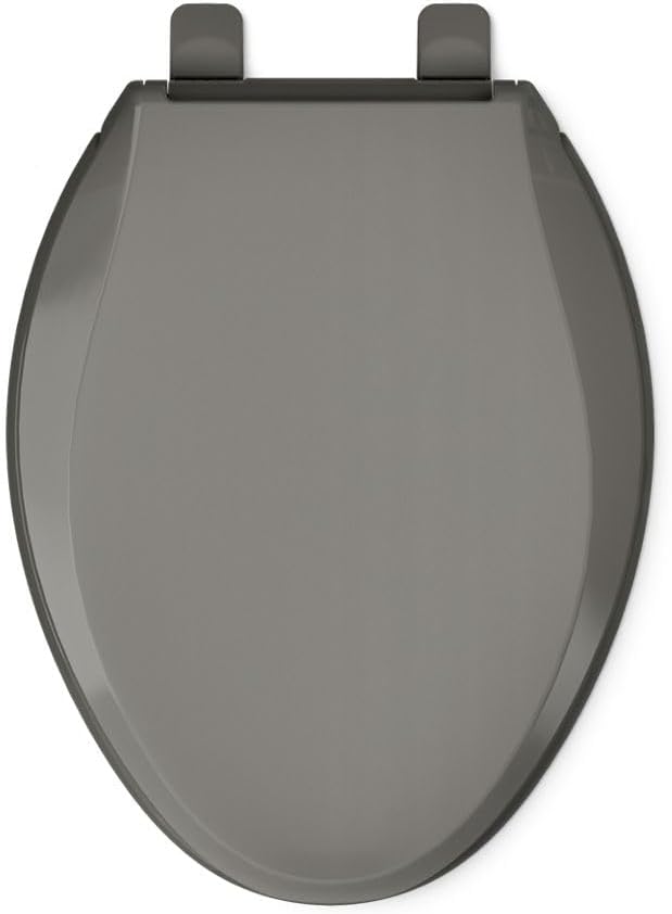 KOHLER 4636-RL-58 Cachet ReadyLatch Elongated Toilet Seat Slow Close, Soft Close Toilet Seat Quiet Lid, Contoured Grip-Tight Bumpers Installation Hardware, Aparment Essentials, Thunder Gray