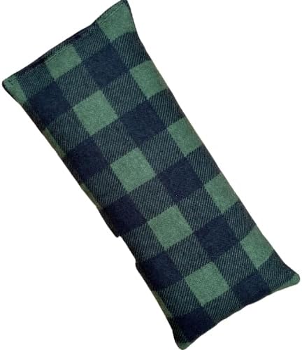4" x 9" Microwavable Heating Pad/Ice Pack for Pain Relief and Relaxation - Natural Flax Seed Filling - Unscented and Herbal Scented Options (Green and Black Plaid, No Added Herbs)