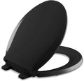 KOHLER K-4639-7 Cachet Quiet Close Toilet Seat, Black, Round