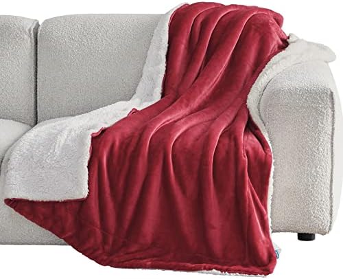 Bedsure GentleSoft Sherpa Fleece Throw Blanket for Couch - Thick and Warm Throw for Girls and Women, Soft Fuzzy Plush Christmas Blanket for Winter, Red, 50x60 Inches