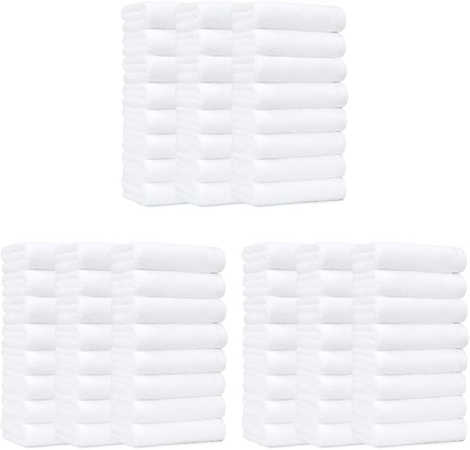 Amazon Basics Soft and Thick Cotton Hand Towels, 16 x 26 in, White, (Pack of 72)