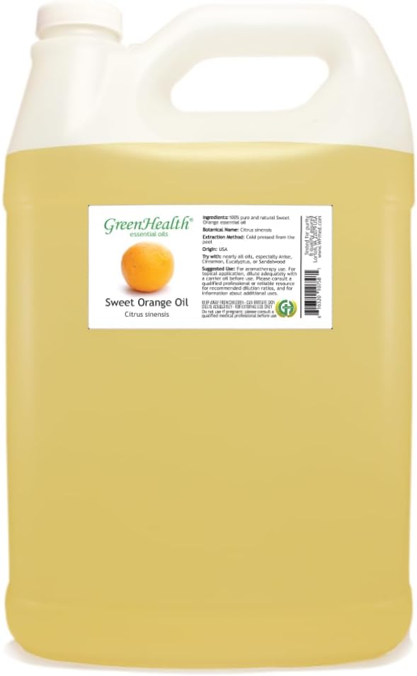 Sweet Orange Essential Oil - 1 Gallon - Plastic Jug - 100% Pure & Uncut - GreenHealth