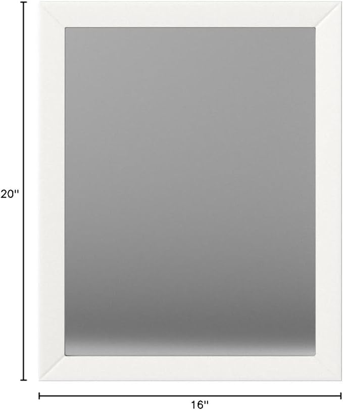 Amazon Basics Rectangular Wall Mount Mirror 16" x 20", Standard Trim, White