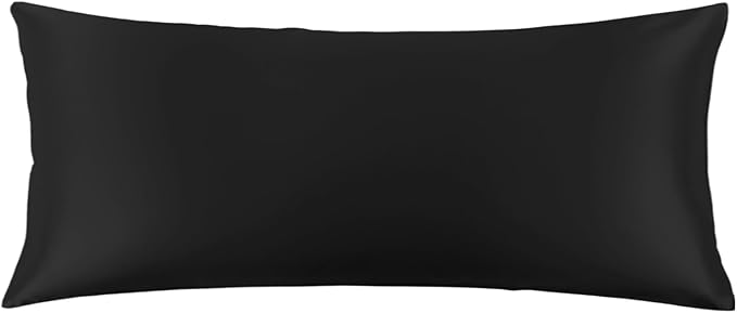 THXSILK Mulberry Silk Pillowcase for Hair and Skin, 100% Mulberry Silk Body Pillowcase 22 Momme, Soft and Breathable Silk Pillow Case with Hidden Zipper, Body Size Pillow Case 20"x54"(Black)