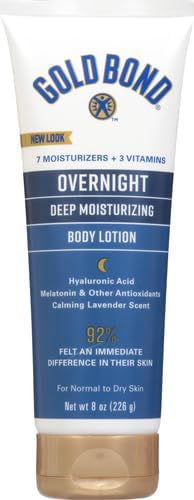 Gold Bond Overnight Deep Moisturizing Lotion, 8 oz., Skin Therapy Lotion With Calming Scent