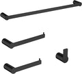 4-Pieces Bathroom Accessories Set, Matte Black Towel Bar Set Modern Stainless Steel Towel Rack Towel Hooks Toilet Paper Holder for Bathroom Wall Mounted, 16 Inch