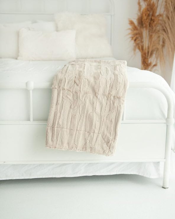 Minky Couture Sorbet Blanket - Ultra-Soft Throw for Silky Smooth Comfort - Premium Decorative Throw - Midweight, Breathable Fabric - Machine Washable Adult, Almond Croissant