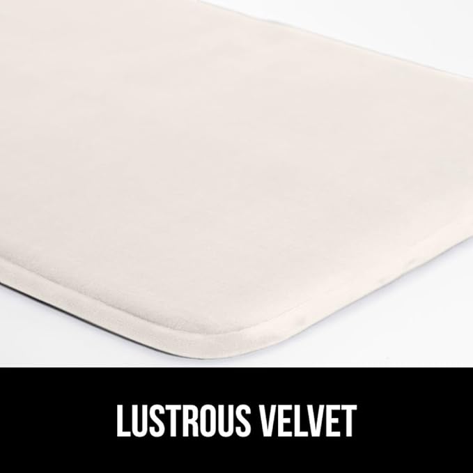 GORILLA GRIP Thick Memory Foam Toilet Rug for Bathroom, Square Shaped Washable, Soft Absorbent Velvet Topside Floor Mats, Machine Wash, Cushioned Luxury Rugs for Bath Room, 22.5x19.5, Cream