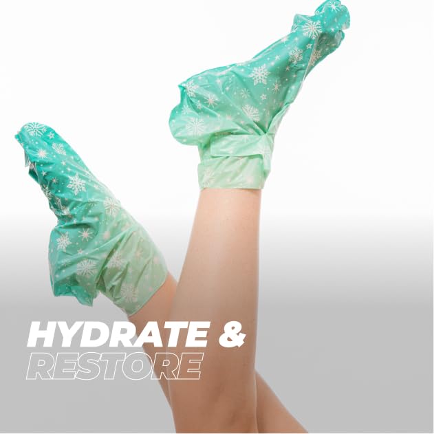 Vitamasques Holiday Snow Bliss Hand & Foot Mask Set - Korean Skin Care for Dry Cracked Feet & Hands - Spa Gifts, Stocking Stuffers for Teen Girls & Party Favors for Women