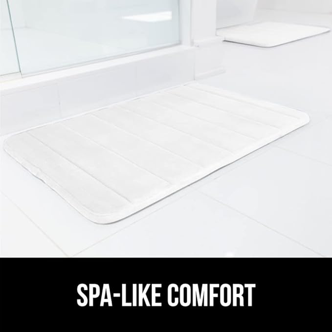 GORILLA GRIP Memory Foam Bath Mat, Soft Absorbent US Designed Bathroom Rug, Gripping Dots Machine Washable Bathmat, Cushioned Floor Mats, Shower Sink Rugs Room Décor Accessories, 42x24 White