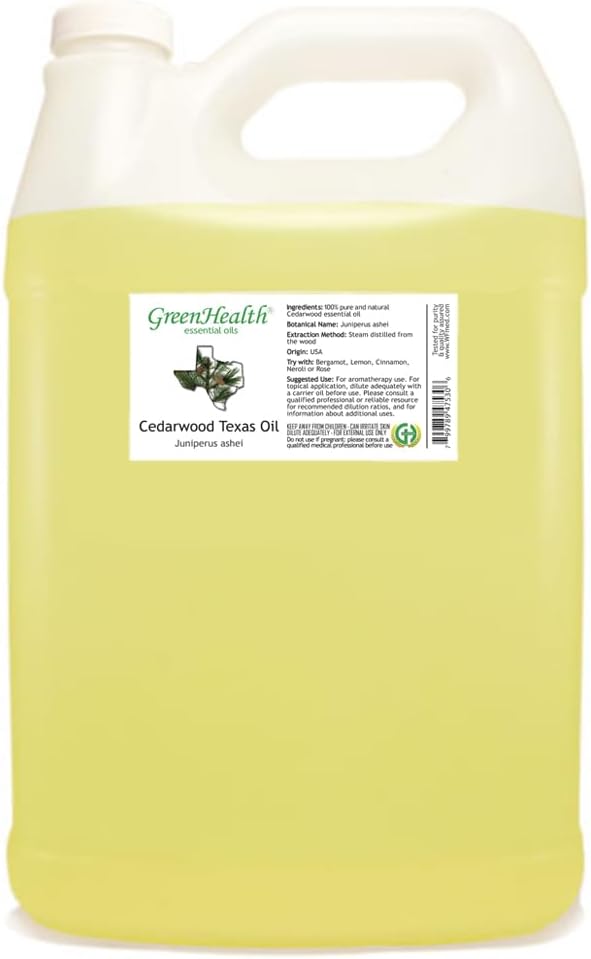 Cedarwood (Texas) Essential Oil - 128 fl oz (1 Gallon) Plastic Bottle w/Cap - 100% Pure Essential Oil by GreenHealth