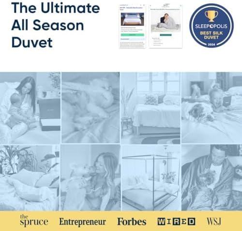 Vesta All-Season Silk Comforter, Quilt and Duvet Insert for Hot Sleepers, 100% Silk Fill with 100% Cotton Shell, Luxuriously Soft, Moisture-Wicking, King Size (White, Silk Weight: 3.7lbs)