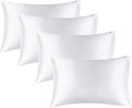 BEDELITE Satin Pillowcase for Hair and Skin, Super Soft Similar to Silk Pillow Cases 4 Pack with Envelope Closure, Cooling Pillowcases for Women Men (20"x40" King Size, White)