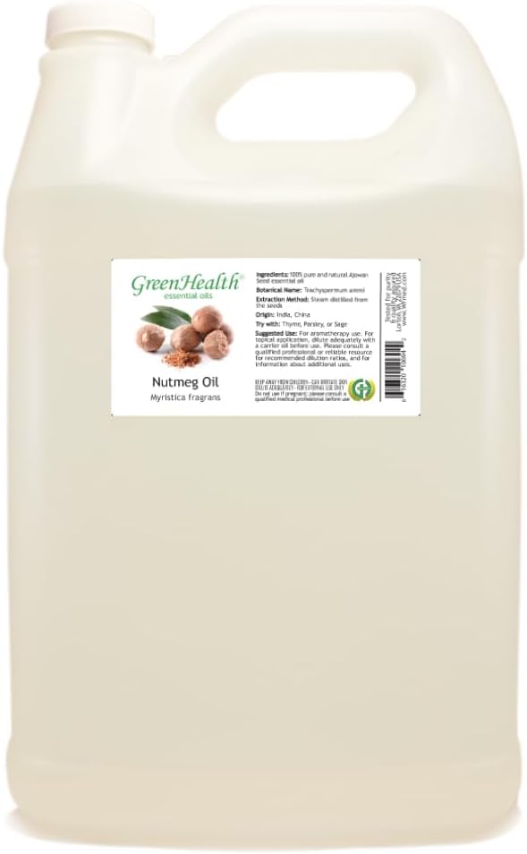 Nutmeg Essential Oil - 128 fl oz (1 Gallon) Plastic Bottle w/Cap - 100% Pure Essential Oil by GreenHealth