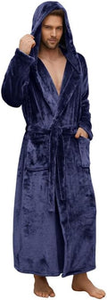 U2SKIIN Mens Robe with Hooded, Full Length Thickened Plush Robe Big and Tall Bathrobe
